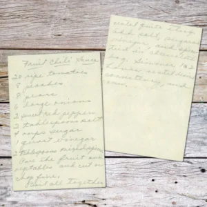 Handwritten recipe for Fruit Chili Sauce