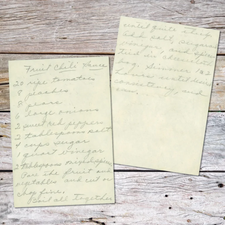 Handwritten recipe for Fruit Chili Sauce