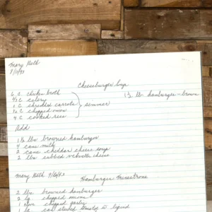 Handwritten recipe for Cheeseburger Soup