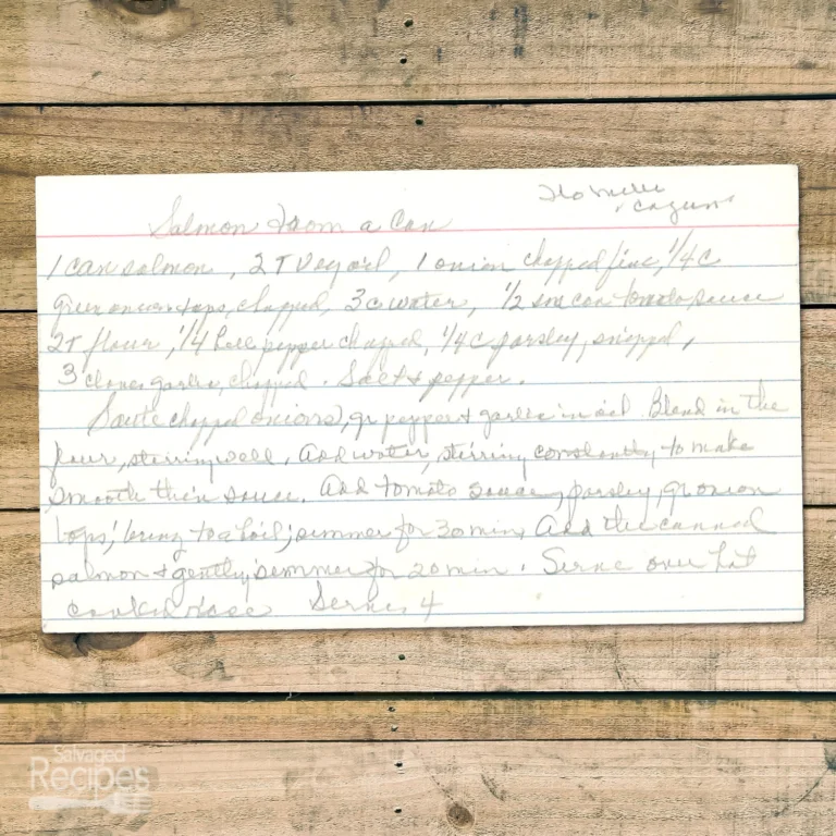 Handwritten recipe card for salmon on toast
