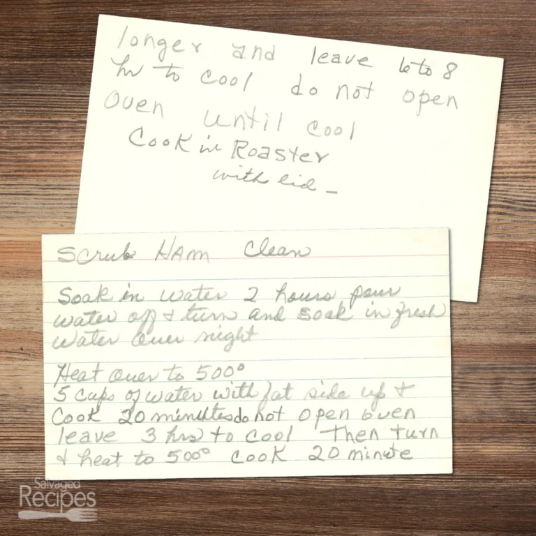 Handwritten recipe for Scrub Ham Clean