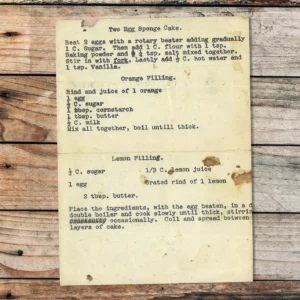 Typed recipe for Two Egg Sponge Cake
