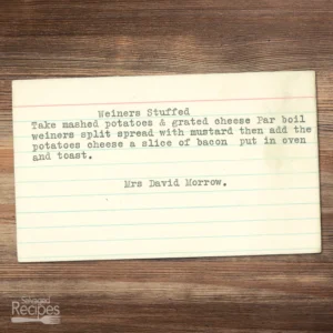 Typed recipe card for Stuffed Weiners