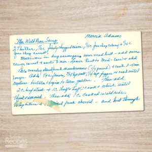Handwritten recipe card for Wild Rice Soup