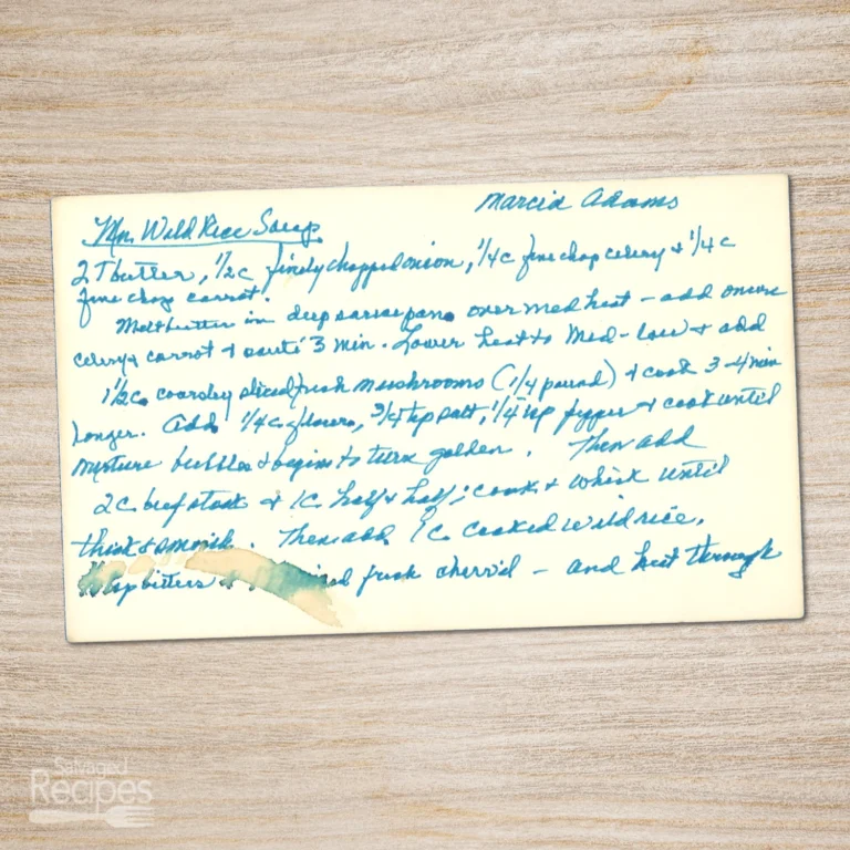 Handwritten recipe card for Wild Rice Soup