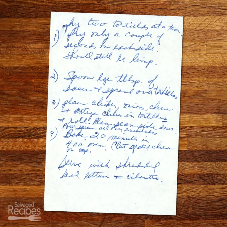 Handwritten recipe for Chicken Tortillas