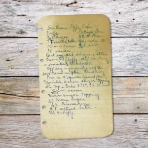 Handwritten recipe for Sour Cream Coffee Cake