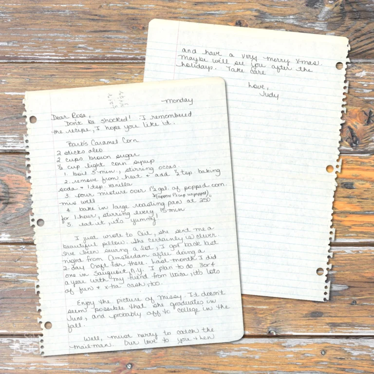 Handwritten recipe for Barb's Caramel Corn