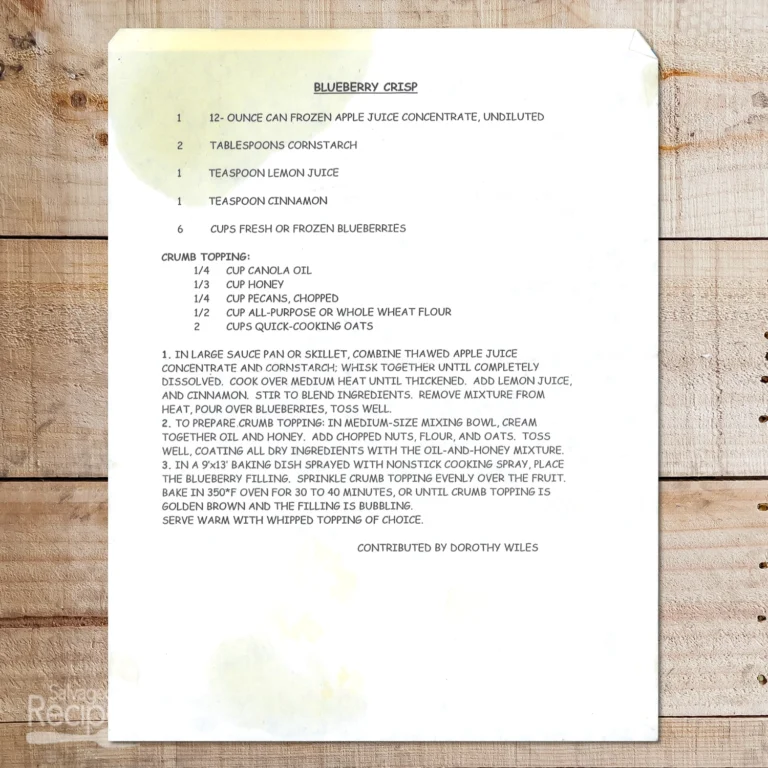 Typed recipe for Blueberry Crisp