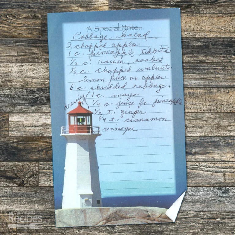 Handwritten recipe for Cabbage Salad
