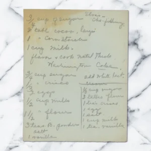 Handwritten recipe for Chocolate Filling