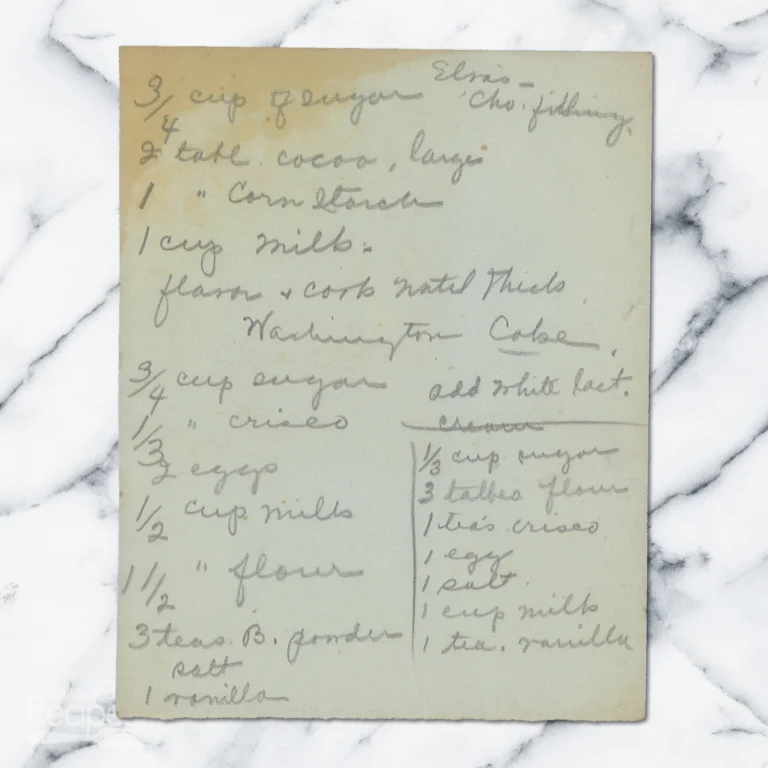 Handwritten recipe for Chocolate Filling