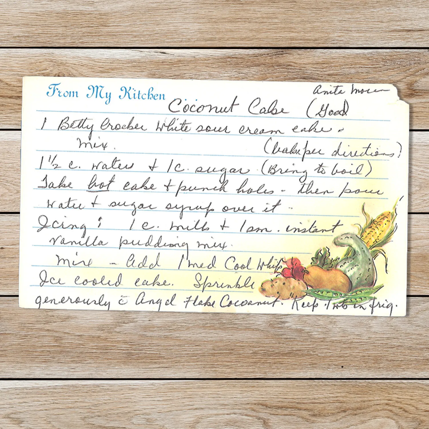 Coconut Poke Cake with Pudding Frosting from Anita