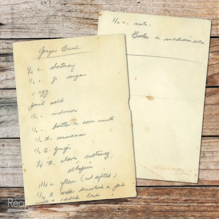 Handwritten recipe for Ginger Bread