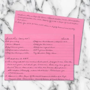 Handwritten recipe card for Burrito Pie