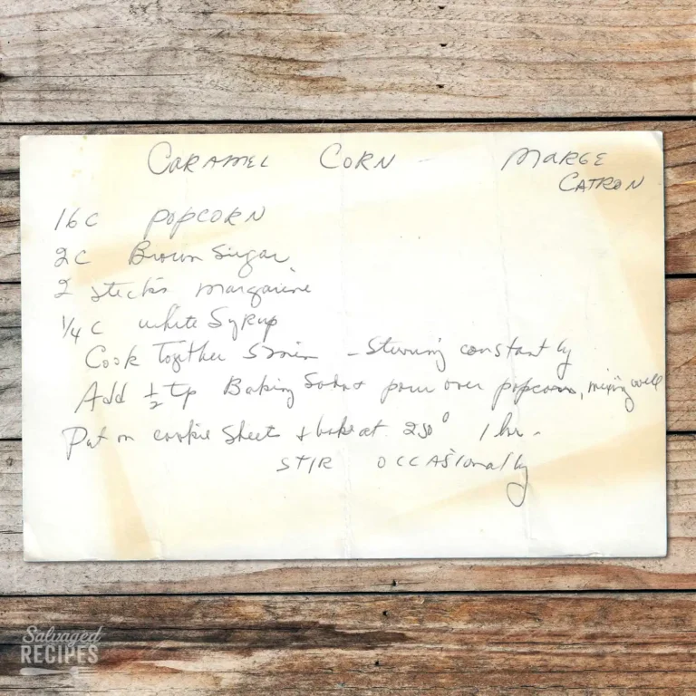Handwritten recipe for Caramel Corn