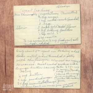 Handwritten recipe card for Carrot Cookies