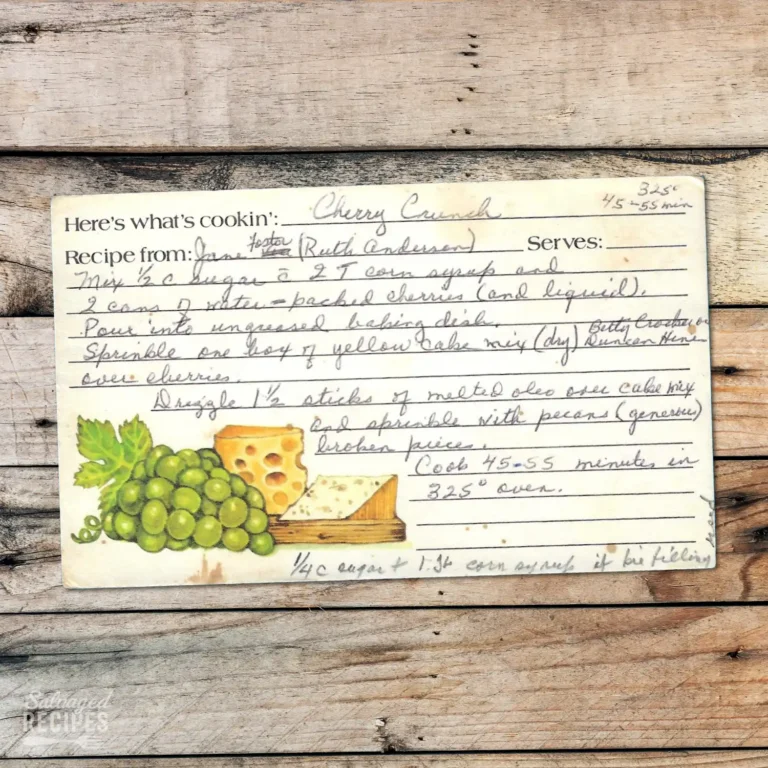 Handwritten recipe card for Cherry Crunch