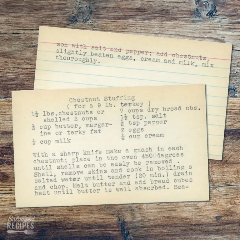 Typed recipe card for Chestnut Stuffing