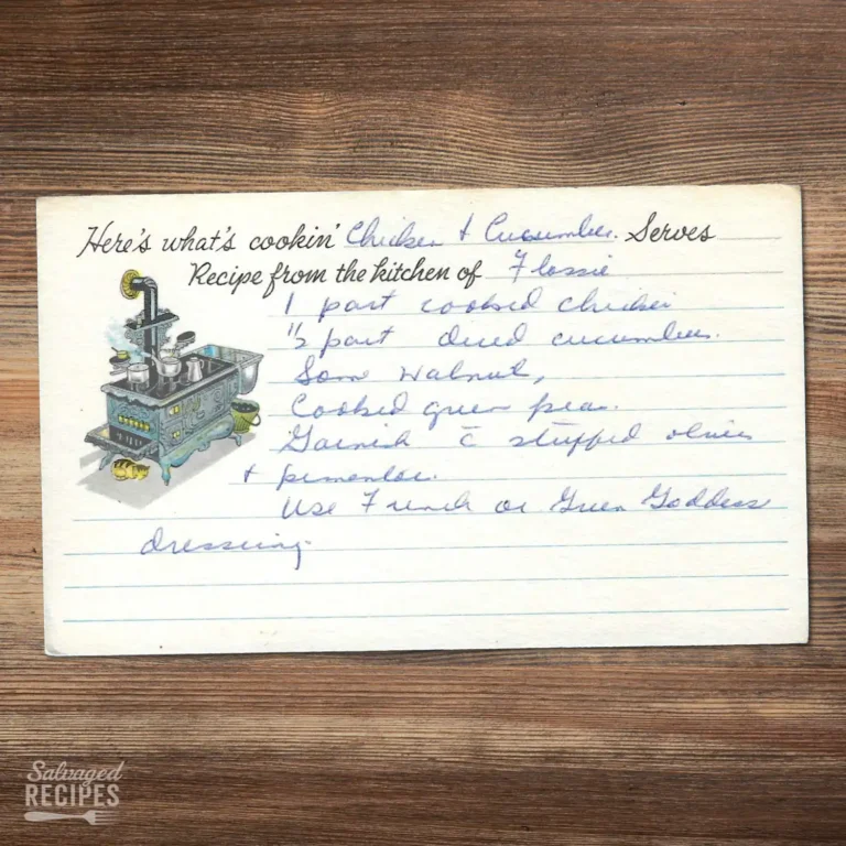 Handwritten recipe card for Chicken & Cucumber