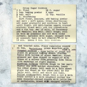 Typed recipe card for Crisp Sugar Cookies