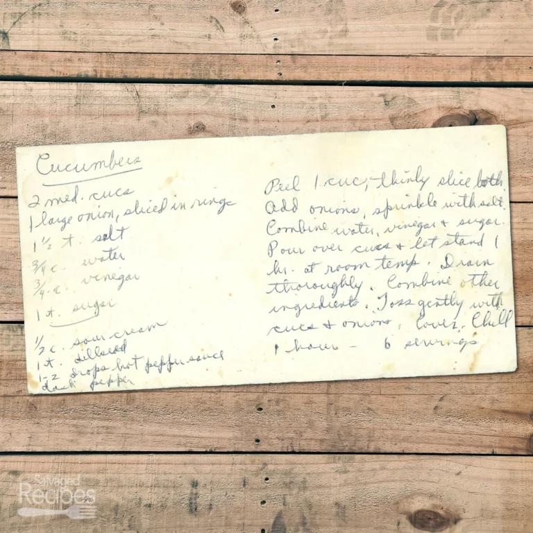 Handwritten recipe card for Cucumber Salad