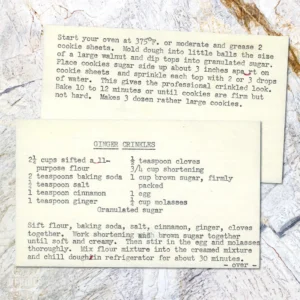 Typed recipe card for Ginger Crinkles