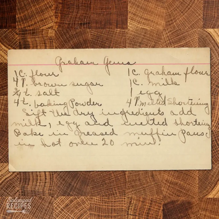 Handwritten recipe card for Graham Gems
