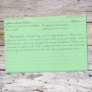 Handwritten recipe card for Grilled Sweet Potatoes