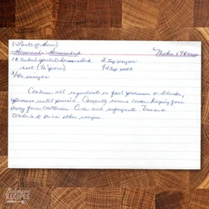 Handwritten recipe card for Homemade Horseradish