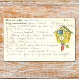 Handwritten recipe card for Jane's Salad
