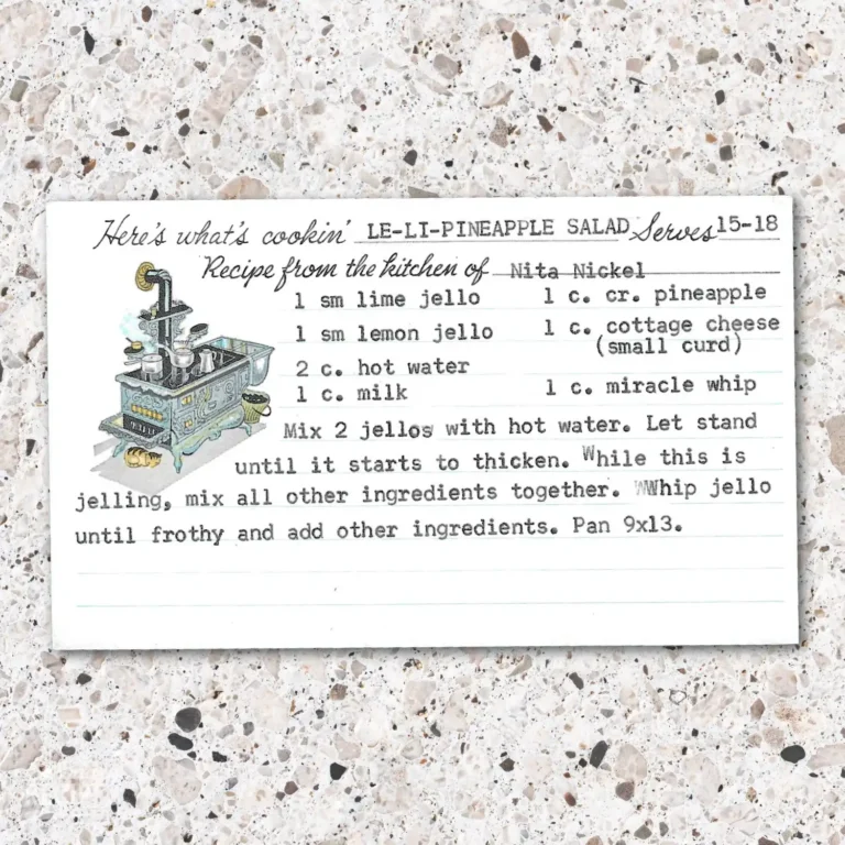 Typed recipe card for Le-Li Pineapple Salad
