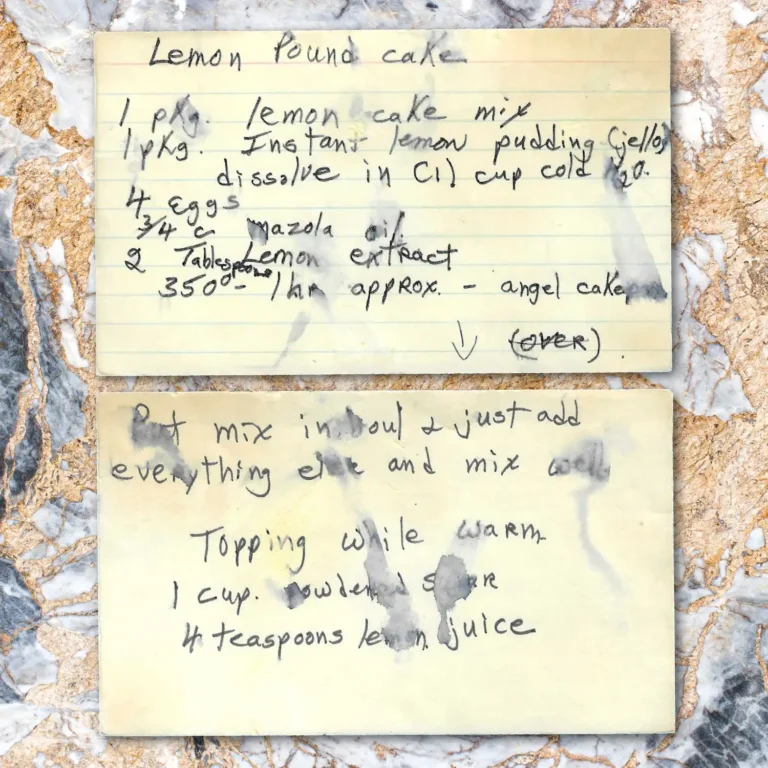 Handwritten recipe card for Lemon Pound Cake