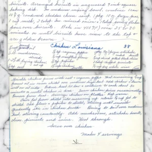 Handwritten recipe for Chicken Louisiana