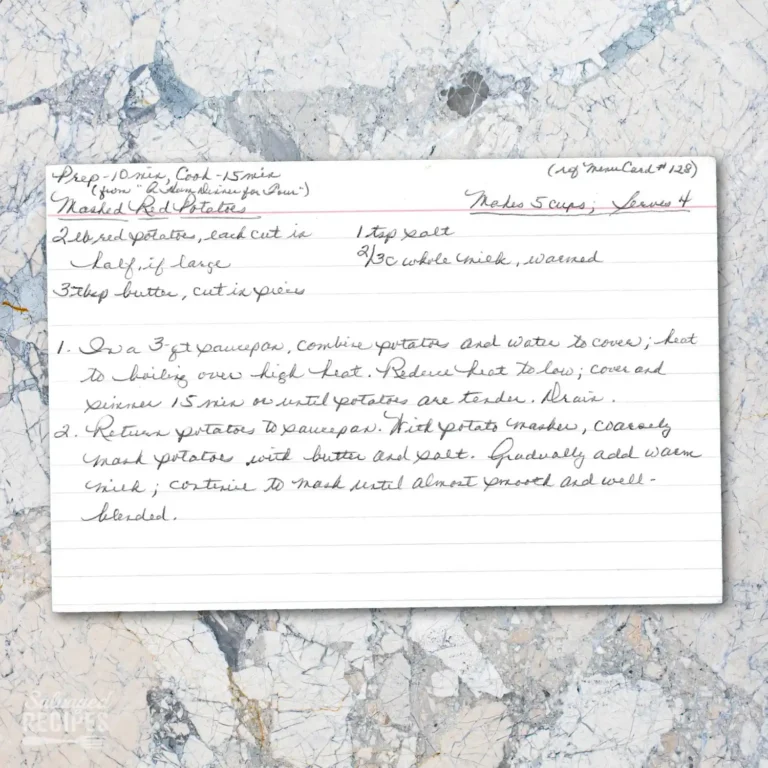 Recipe card for Mashed Red Potatoes