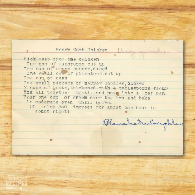 Tped recipe card for Honey Comb Chicken