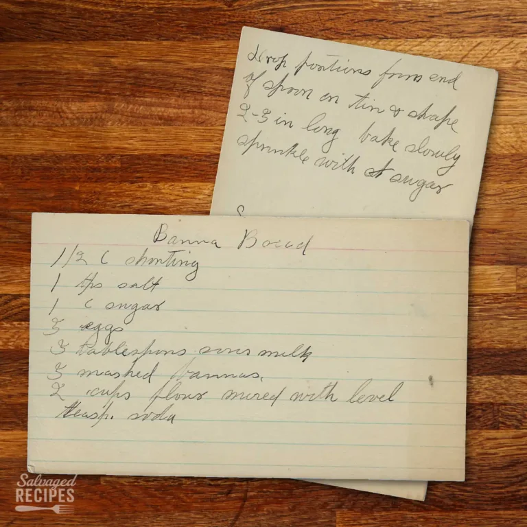 Handwritten recipe card for Banana Bread