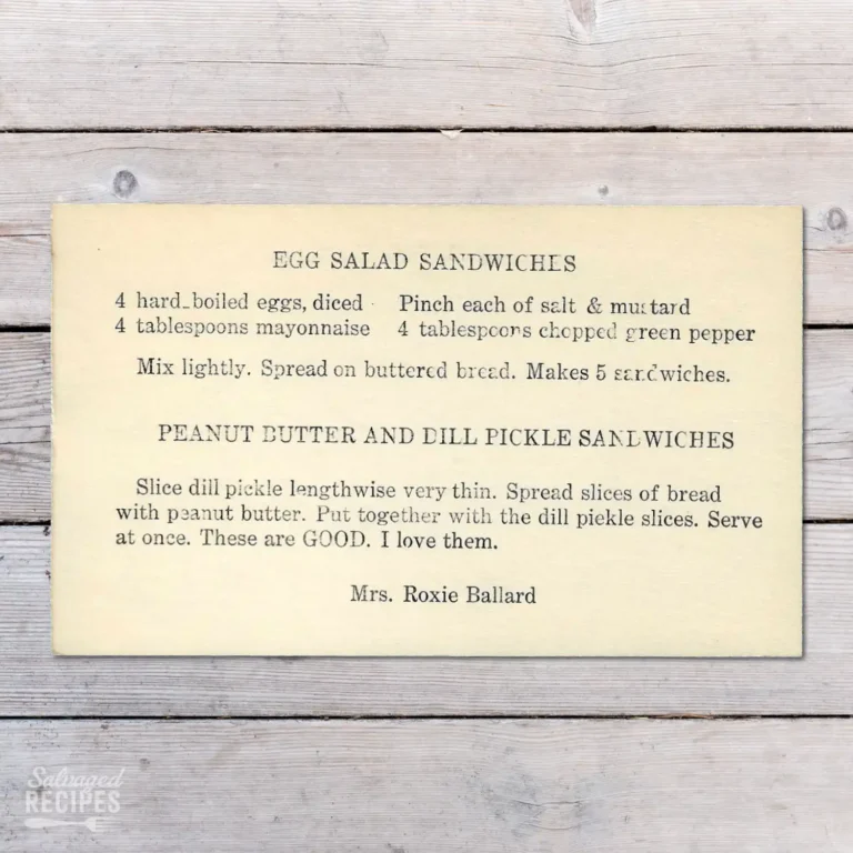 Typed recipe card for Egg Salad Sandwiches