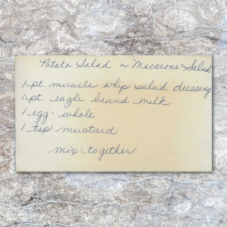 Handwritten recipe card for Potato or Macaroni Salad