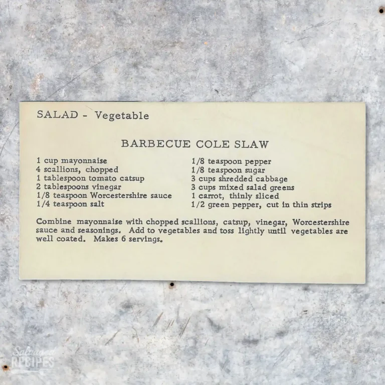Typed recipe for Barbecue Coleslaw