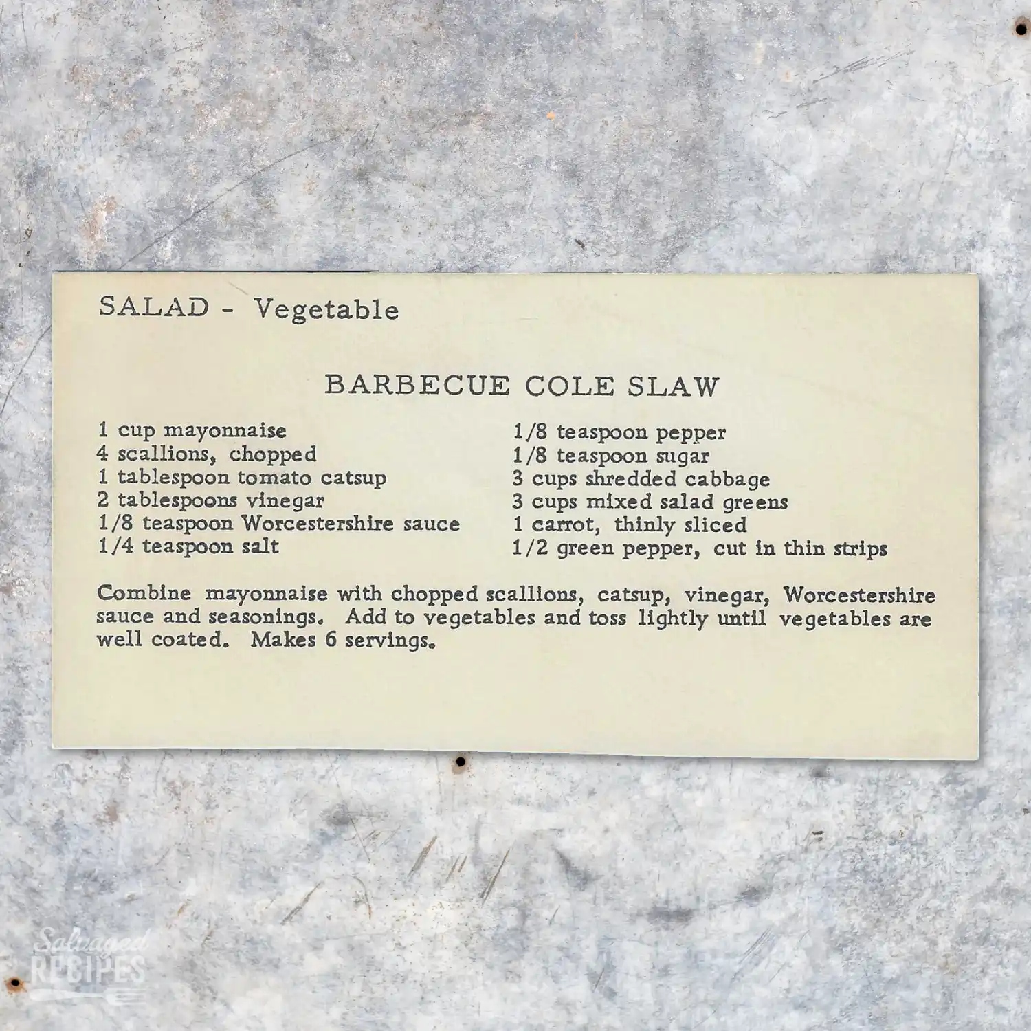 Typed recipe for Barbecue Coleslaw