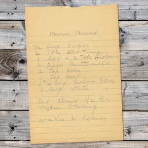 HAndwritten recipe for Brown Bread