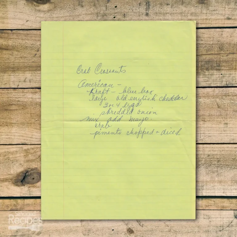 Handwritten recipe for Crab Croissants