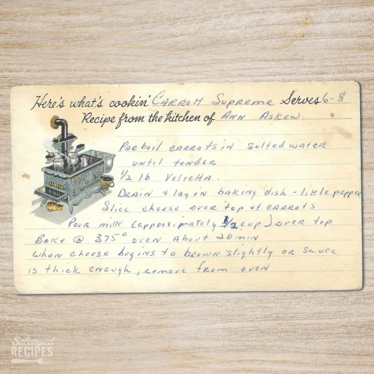 Handwritten recipe card for Carrot Supreme