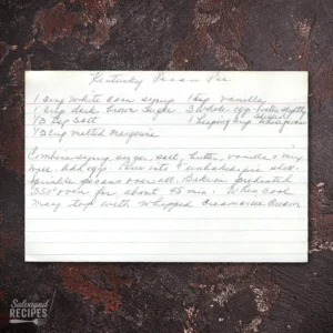 Handwritten recipe card for Kentucky Pecan Pie