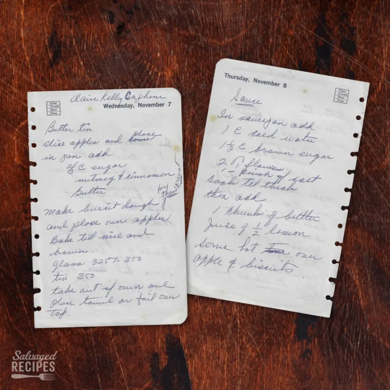 Handwritten recipe for Apple Cobbler