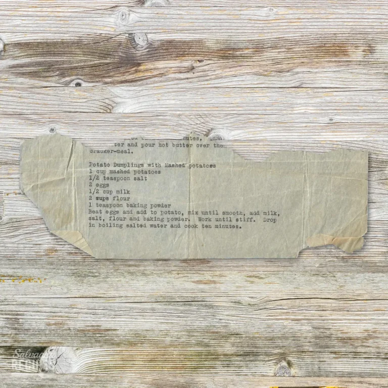 Typed recipe for Mashed Potato Dumplings